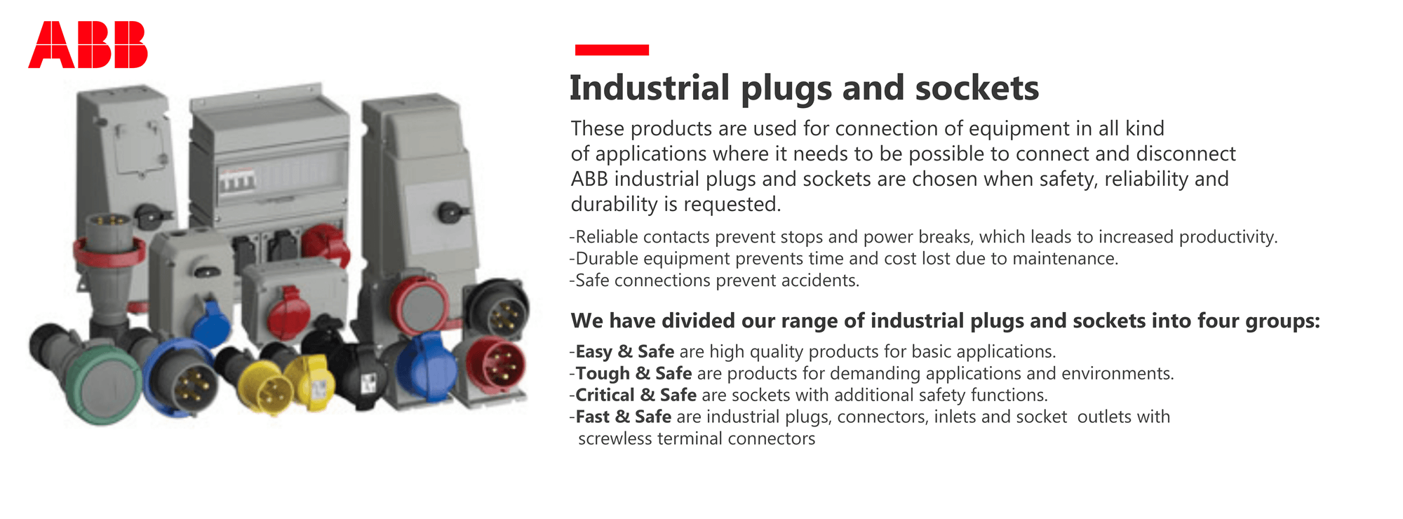 Industrial plugs and sockets